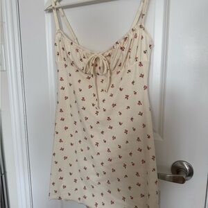 SKIMS NWOT Logo Pointelle Floral Cream Mini Dress
